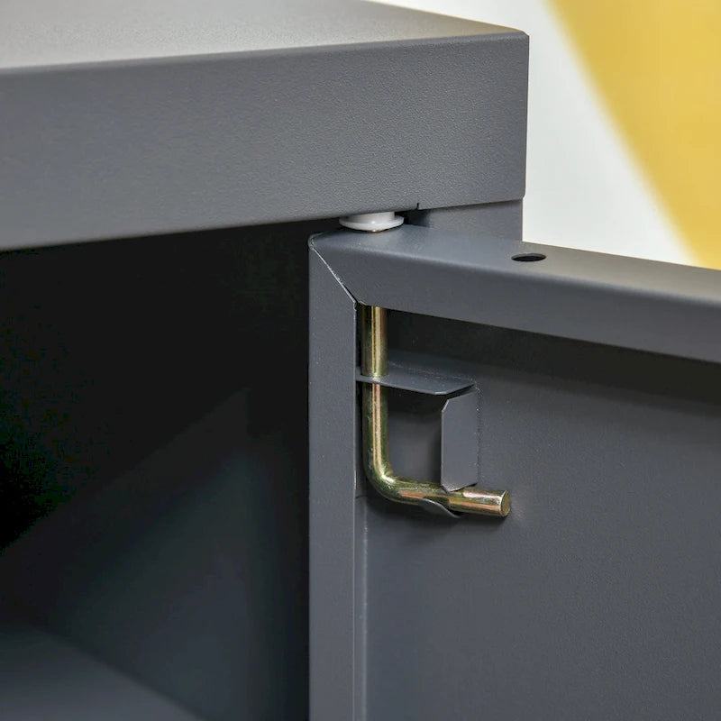 HOMCOM Industrial End Table, Living Room Side Table with Locker-Style Door and Adjustable Shelf - 15.75x15.75x19.75