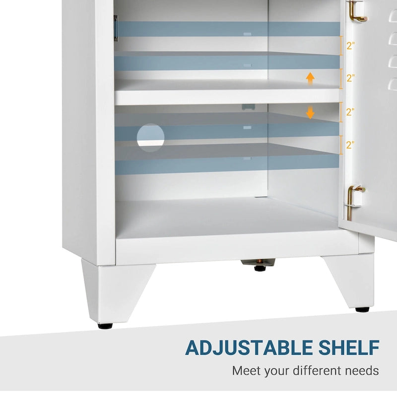 HOMCOM Industrial End Table, Living Room Side Table with Locker-Style Door and Adjustable Shelf - 15.75x15.75x19.75