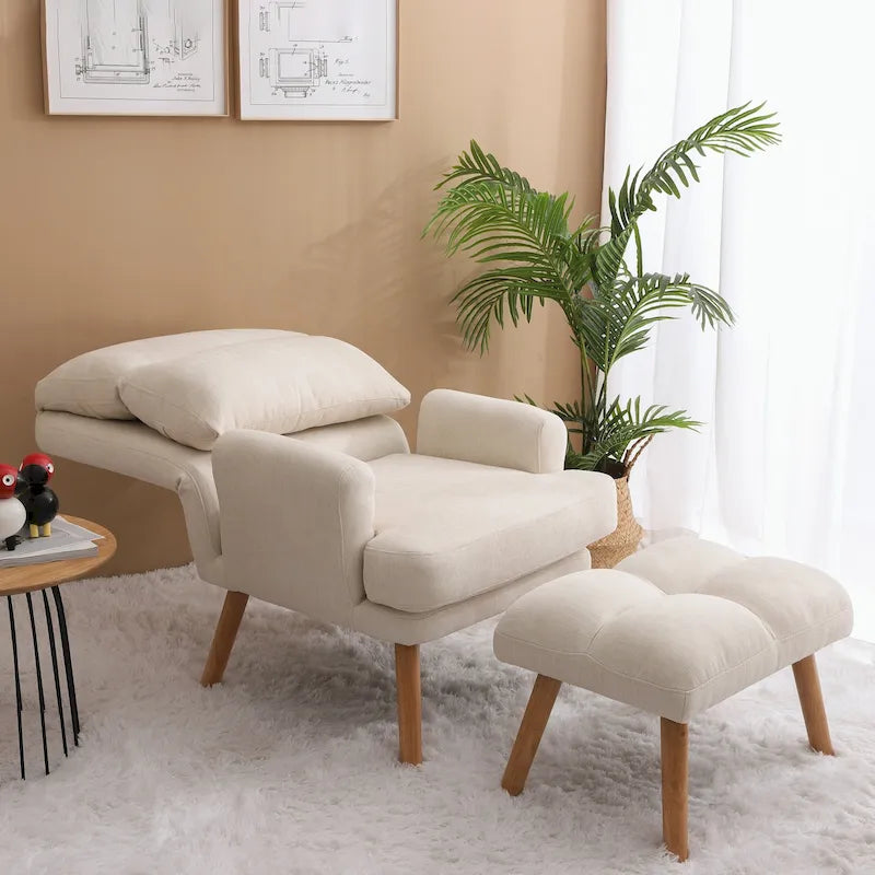 Accent Chair with Ottoman Set, with Adjustable Backrest