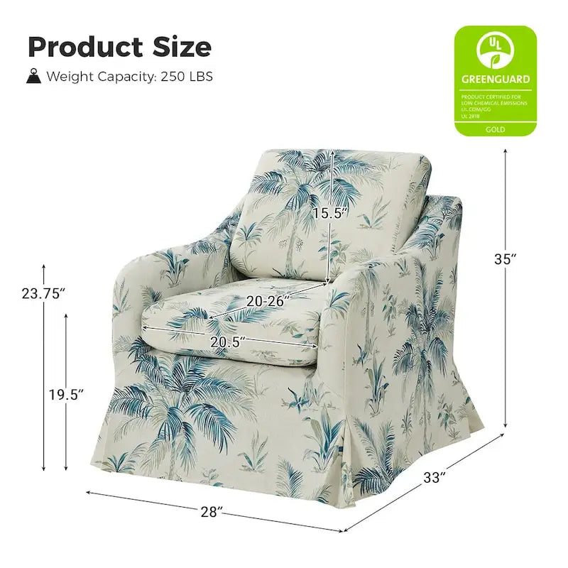 Alois Floral Slipcover Swivel Accent Chair with Removable Cushion Set of 2 by HULALA HOME