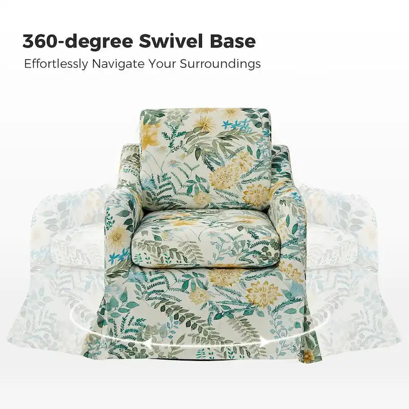 Alois Floral Slipcover Swivel Accent Chair with Removable Cushion Set of 2 by HULALA HOME