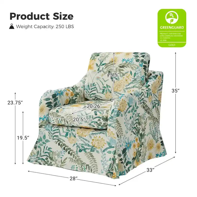 Alois Floral Slipcover Swivel Accent Chair with Removable Cushion Set of 2 by HULALA HOME