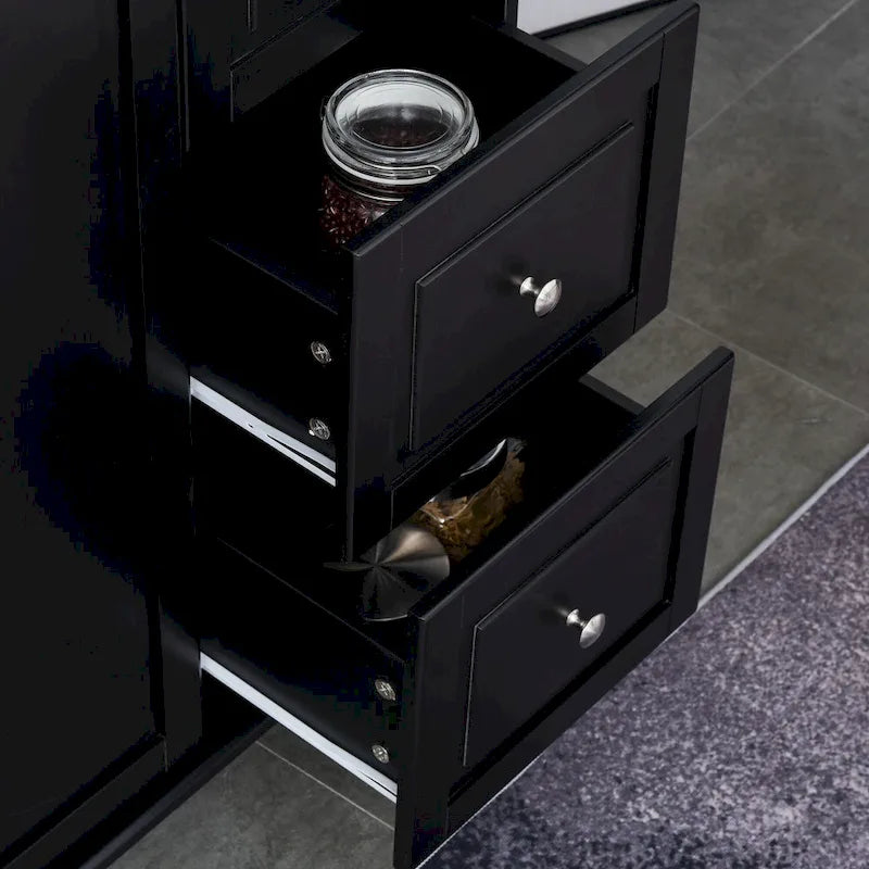 HOMCOM Kitchen Island Mobile Storage Cart with Towel/Spice Rack, 3 Drawers, 2-Door Cabinet and Lockable Wheels