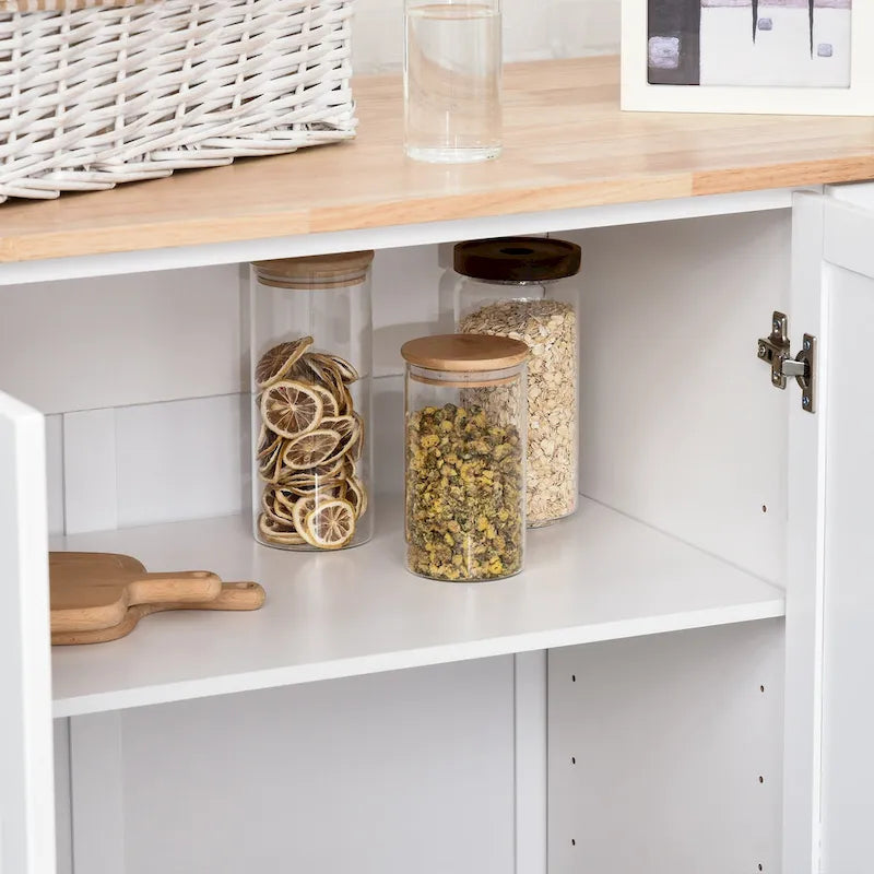 HOMCOM Kitchen Island Mobile Storage Cart with Towel/Spice Rack, 3 Drawers, 2-Door Cabinet and Lockable Wheels