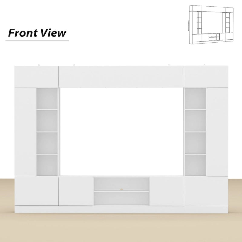 Wall Unit TV Stand with Bookshelves for TVs up to 70, Modern Console