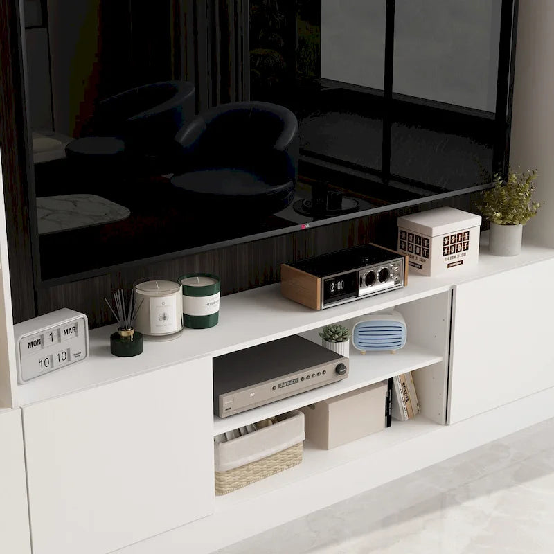 Wall Unit TV Stand with Bookshelves for TVs up to 70, Modern Console