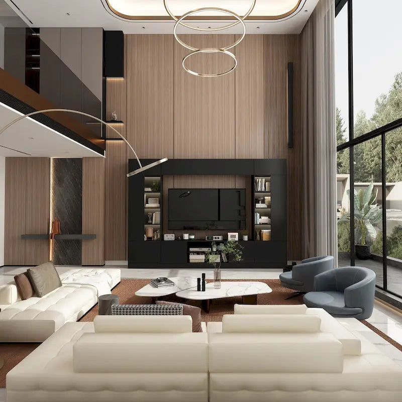 Wall Unit TV Stand with Bookshelves for TVs up to 70, Modern Console