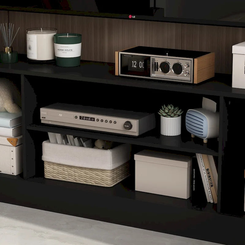 Wall Unit TV Stand with Bookshelves for TVs up to 70, Modern Console