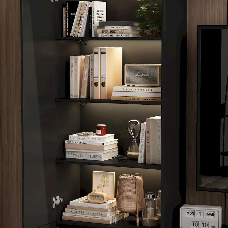 Wall Unit TV Stand with Bookshelves for TVs up to 70, Modern Console