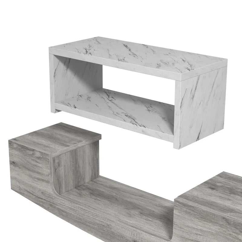 DH BASIC Contemporary 63-inch 1-Shelf Floating TV Console with Drawer and Lift-top Storage by Denhour