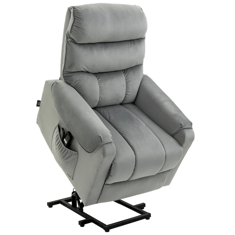 HOMCOM Electric Power Lift Recliner, Upholstered Vibration Massage Chair with Remote Control