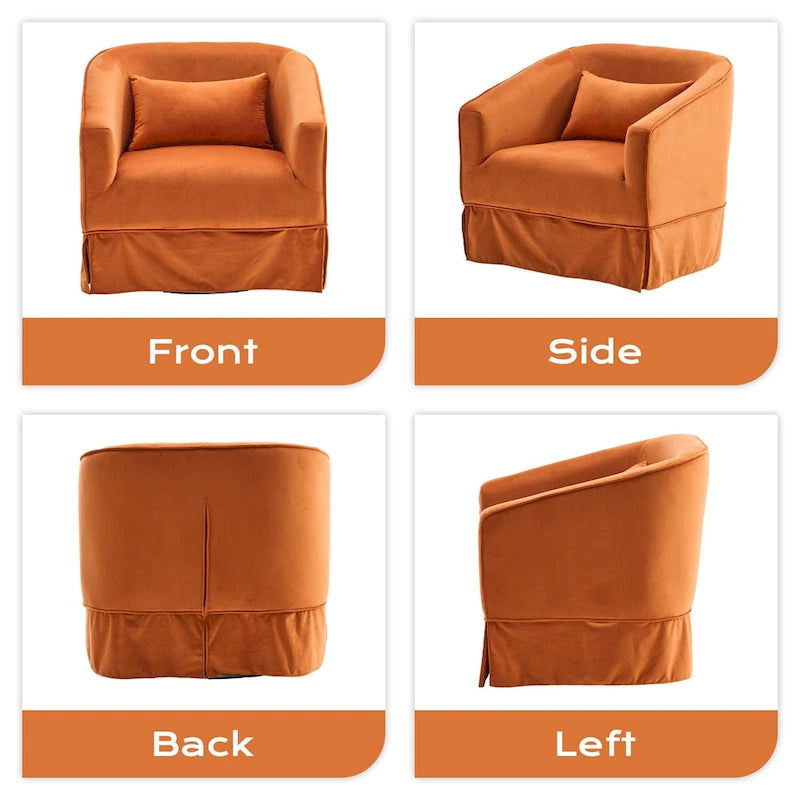 Ouyessir Set of 2 Swivel Barrel Chair 360 Degree Upholstered Accent Chair Fabric Armchair