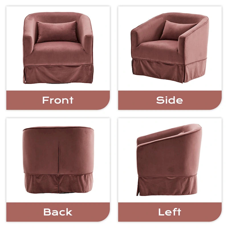 Ouyessir Set of 2 Swivel Barrel Chair 360 Degree Upholstered Accent Chair Fabric Armchair