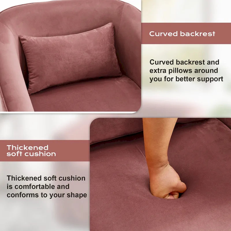 Ouyessir Set of 2 Swivel Barrel Chair 360 Degree Upholstered Accent Chair Fabric Armchair