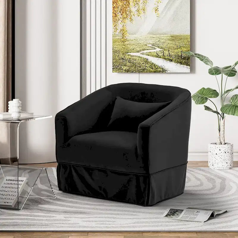 Ouyessir Set of 2 Swivel Barrel Chair 360 Degree Upholstered Accent Chair Fabric Armchair