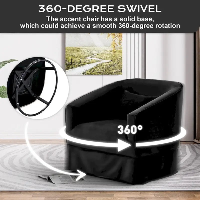 Ouyessir Set of 2 Swivel Barrel Chair 360 Degree Upholstered Accent Chair Fabric Armchair