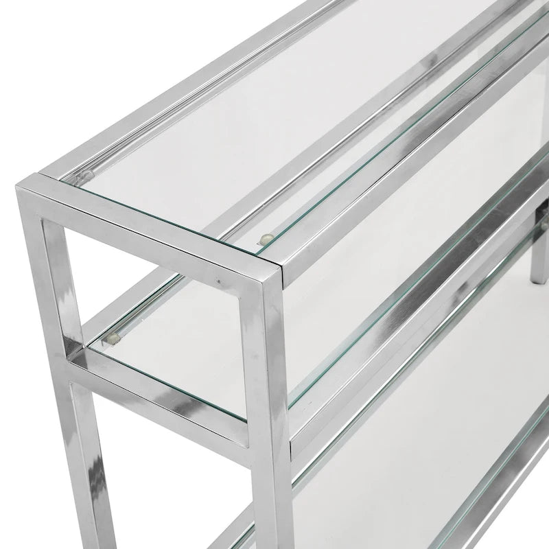 Carolina Living Chrysalis 3 Tier Glass Top Console Table - Gold