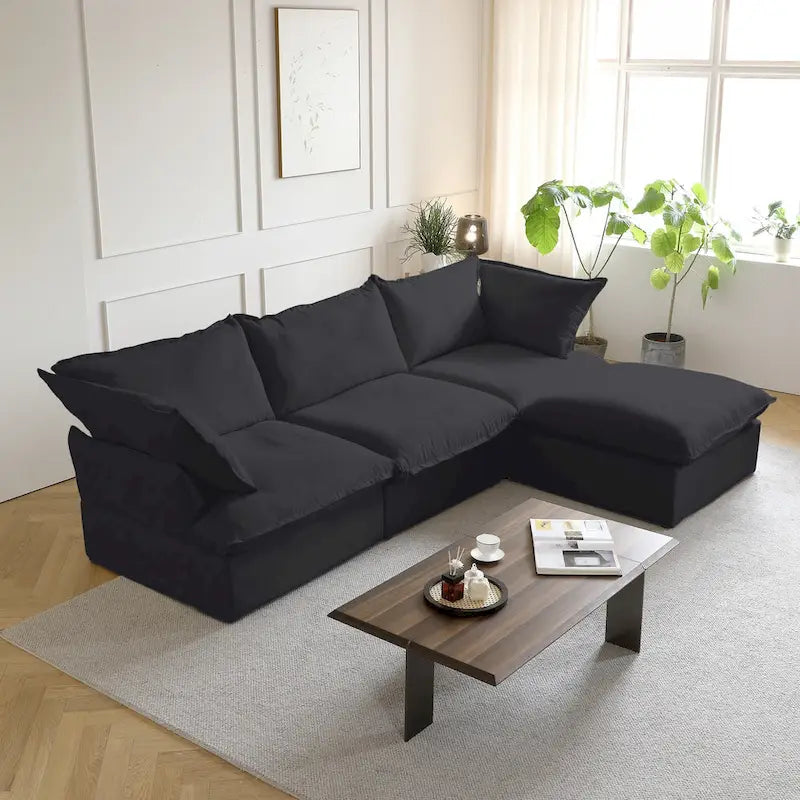 123 Upholstered Sectional Sofa Minimalist Velvet Couch