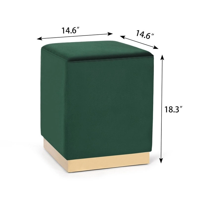 Adeco Ottoman Footrest Vanity Stool Gold Trim Footstool