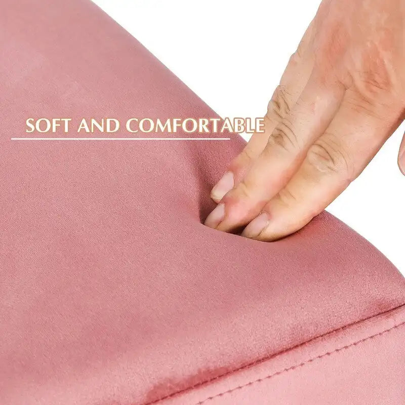 Adeco Ottoman Footrest Vanity Stool Gold Trim Footstool