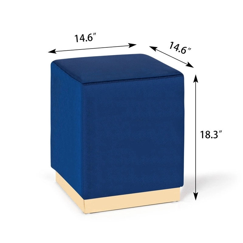 Adeco Ottoman Footrest Vanity Stool Gold Trim Footstool