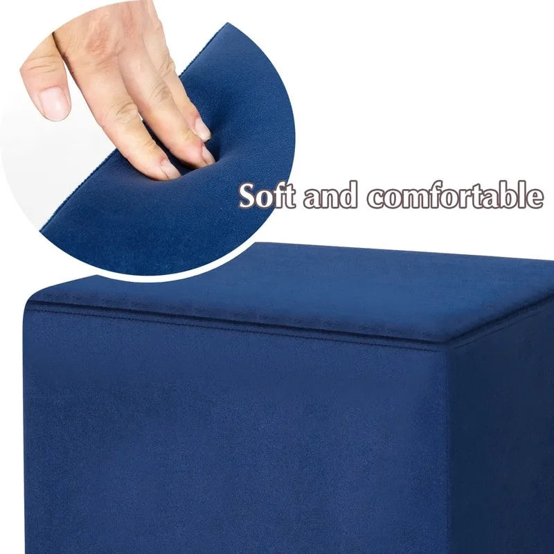 Adeco Ottoman Footrest Vanity Stool Gold Trim Footstool