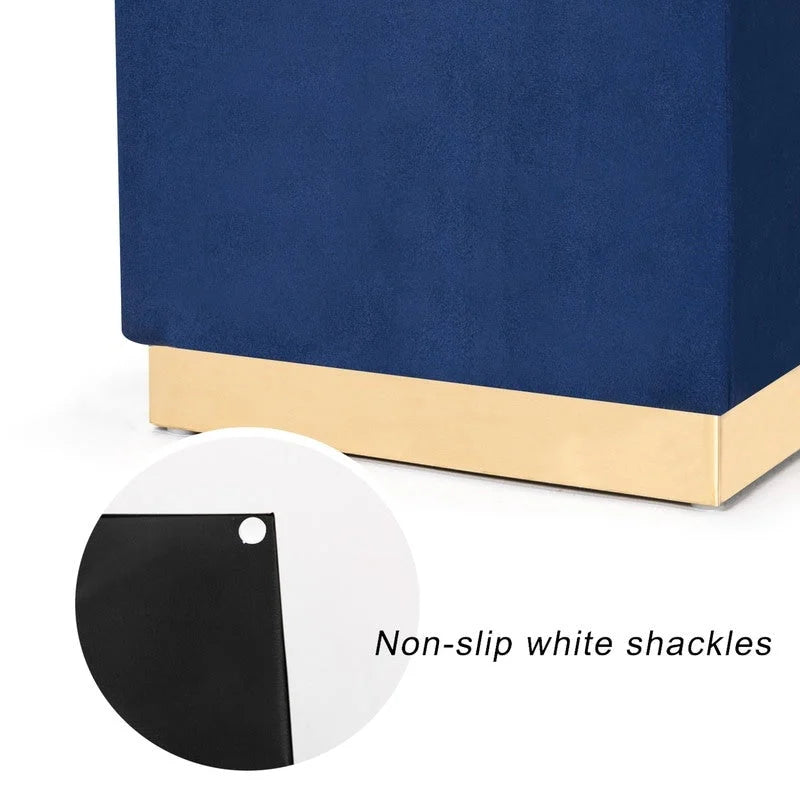 Adeco Ottoman Footrest Vanity Stool Gold Trim Footstool