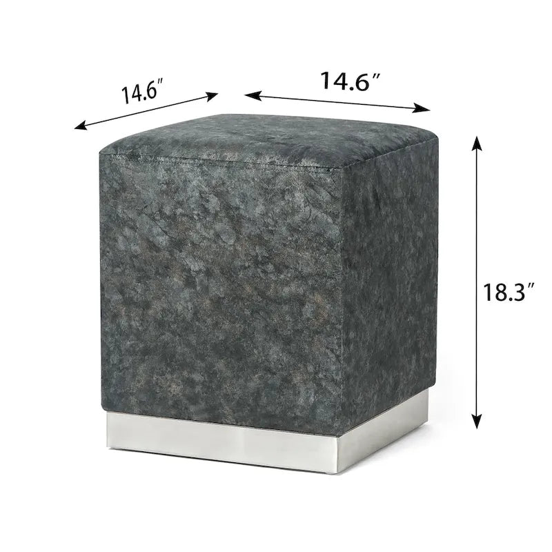 Adeco Ottoman Footrest Vanity Stool Gold Trim Footstool