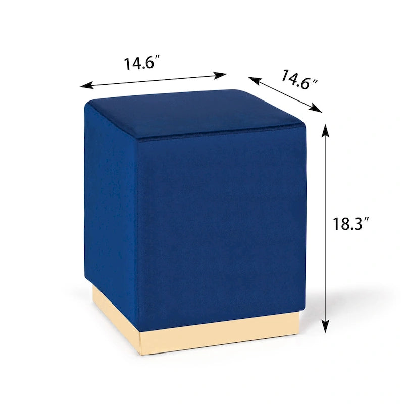 Adeco Ottoman Footrest Vanity Stool Gold Trim Footstool