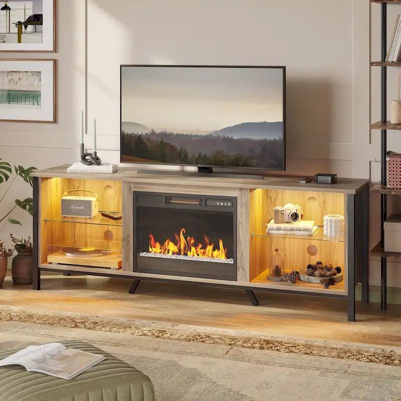 TV Stands with Fireplace for 75 inch TVs Gaming Entertainment Center TV Console - 71 inches