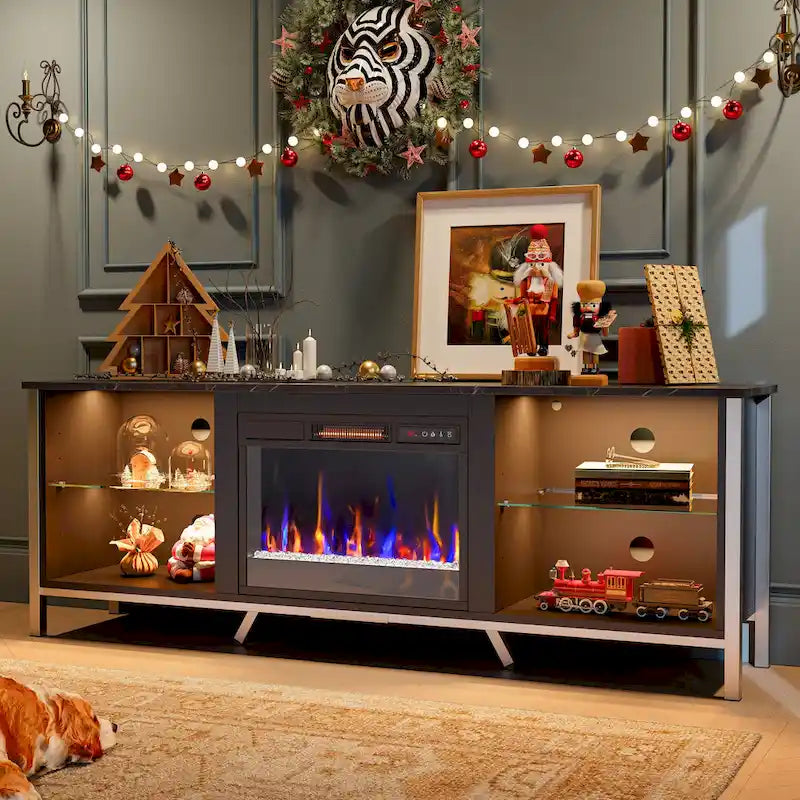 TV Stands with Fireplace for 75 inch TVs Gaming Entertainment Center TV Console - 71 inches