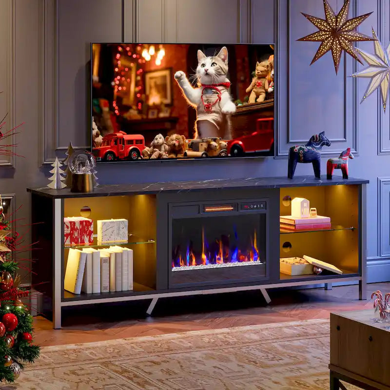 TV Stands with Fireplace for 75 inch TVs Gaming Entertainment Center TV Console - 71 inches