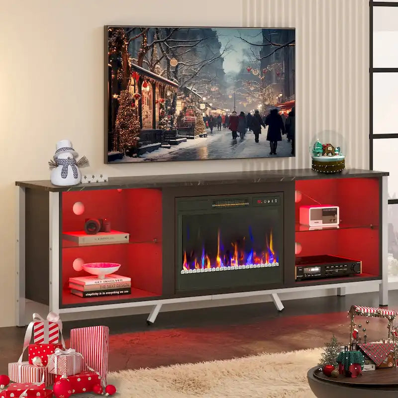 TV Stands with Fireplace for 75 inch TVs Gaming Entertainment Center TV Console - 71 inches
