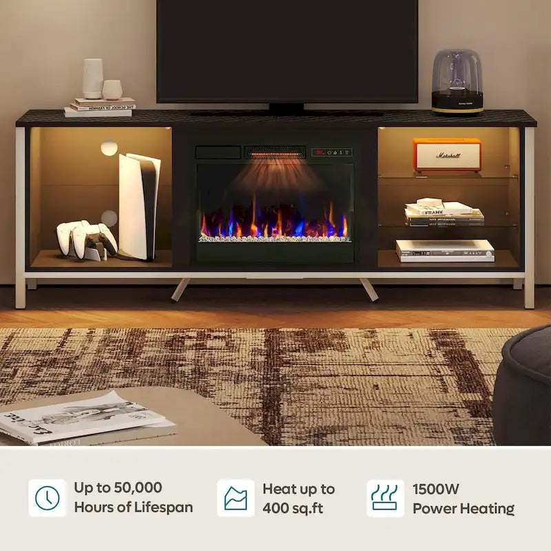 TV Stands with Fireplace for 75 inch TVs Gaming Entertainment Center TV Console - 71 inches