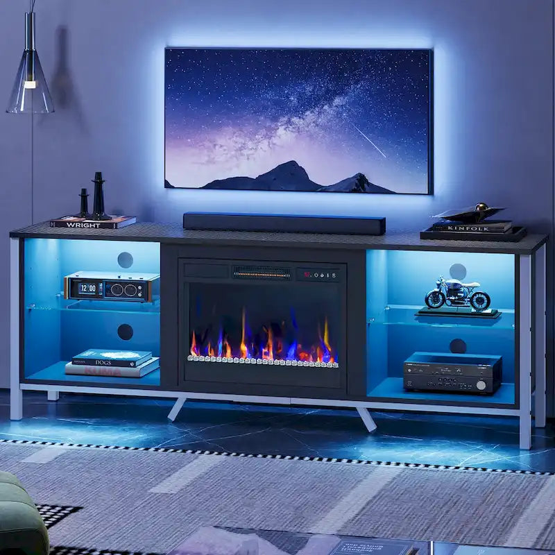 TV Stands with Fireplace for 75 inch TVs Gaming Entertainment Center TV Console - 71 inches
