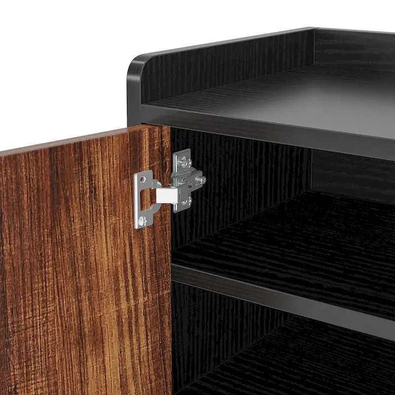 5 Tier Shoe Cabinet with Doors 25 Pairs White Wood Shoes Organizer