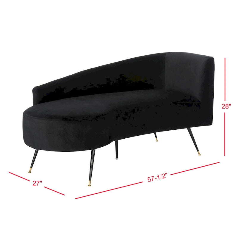 SAFAVIEH Helgrit Black/Gold Velvet Retro Glam Settee - 57.5 W x 27 D x 28 H - 58Wx27Dx28H