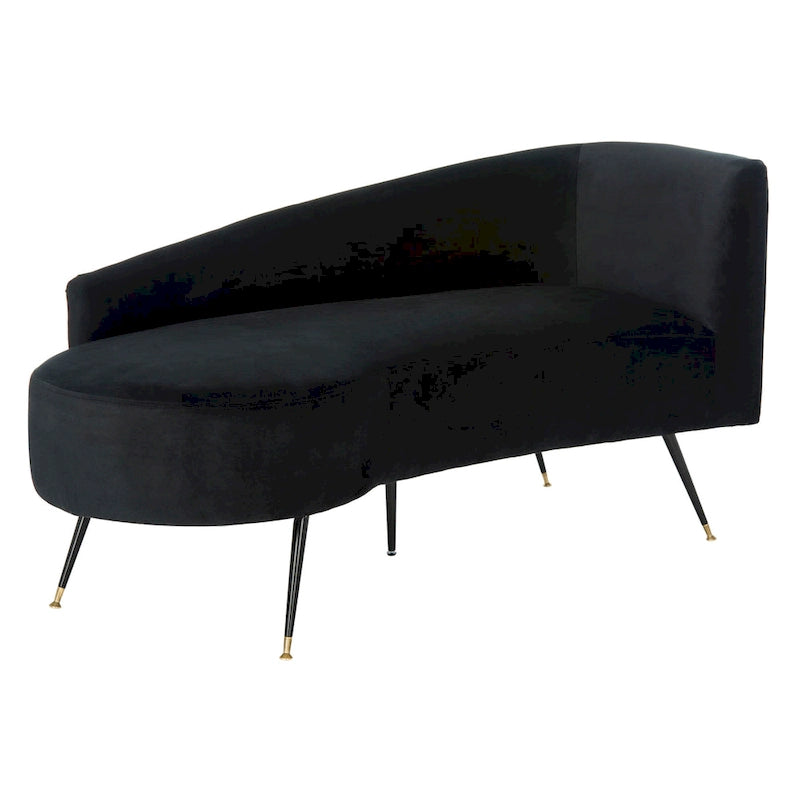 SAFAVIEH Helgrit Black/Gold Velvet Retro Glam Settee - 57.5 W x 27 D x 28 H - 58Wx27Dx28H