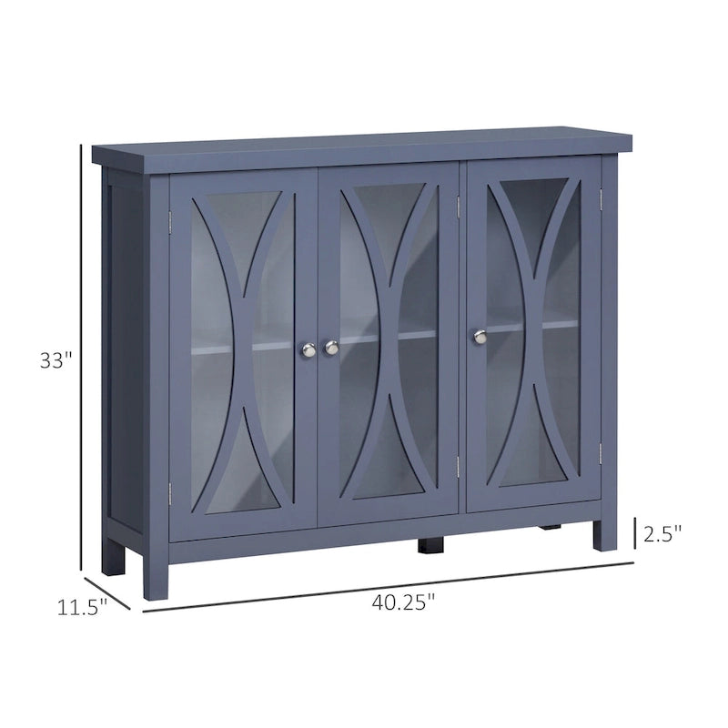 HOMCOM Modern Kitchen Sideboard, Buffet Cabinet with 2 Storage Cupboard, Glass Doors