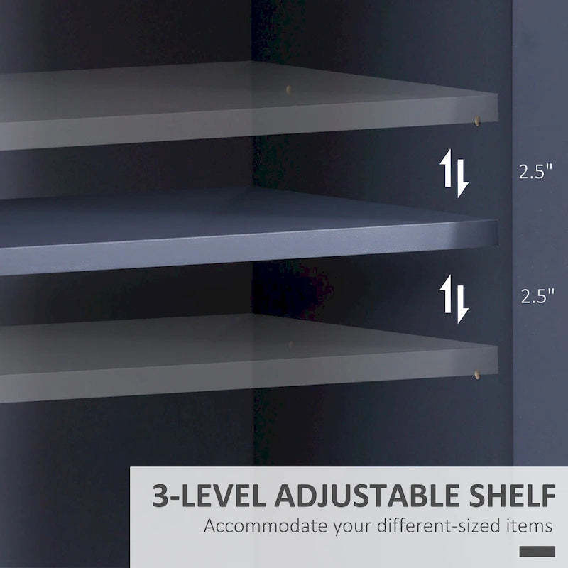 HOMCOM Modern Kitchen Sideboard, Buffet Cabinet with 2 Storage Cupboard, Glass Doors