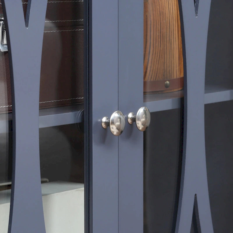 HOMCOM Modern Kitchen Sideboard, Buffet Cabinet with 2 Storage Cupboard, Glass Doors