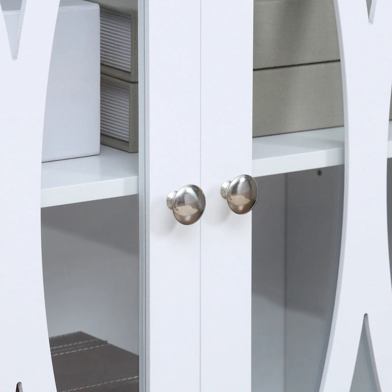 HOMCOM Modern Kitchen Sideboard, Buffet Cabinet with 2 Storage Cupboard, Glass Doors