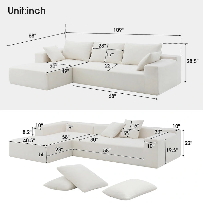 [VIDEO provided] [New] 109*68 Modular Sectional Living Room Sofa Set, Modern Minimalist Style Couch, Upholstered Sleeper Sofa f