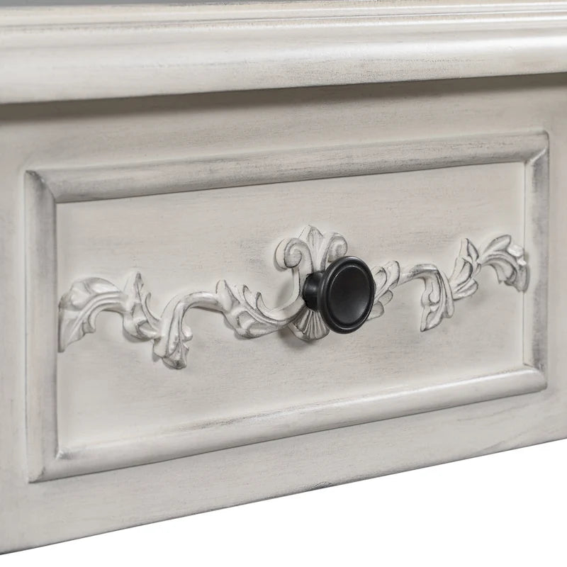 52 Modern and Contemporary Curved Console Table Sofa Table Entryway Table for Hallway Living Room with 4 Drawers and 1 Shelf