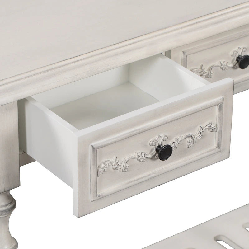 52 Modern and Contemporary Curved Console Table Sofa Table Entryway Table for Hallway Living Room with 4 Drawers and 1 Shelf