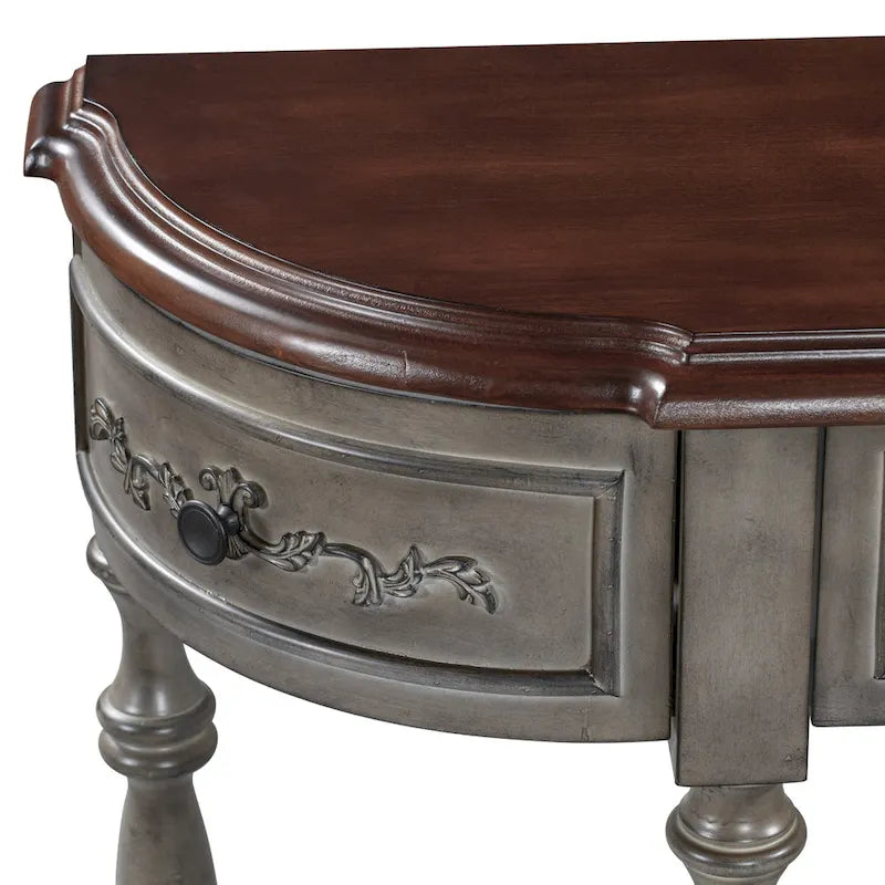 52 Modern and Contemporary Curved Console Table Sofa Table Entryway Table for Hallway Living Room with 4 Drawers and 1 Shelf