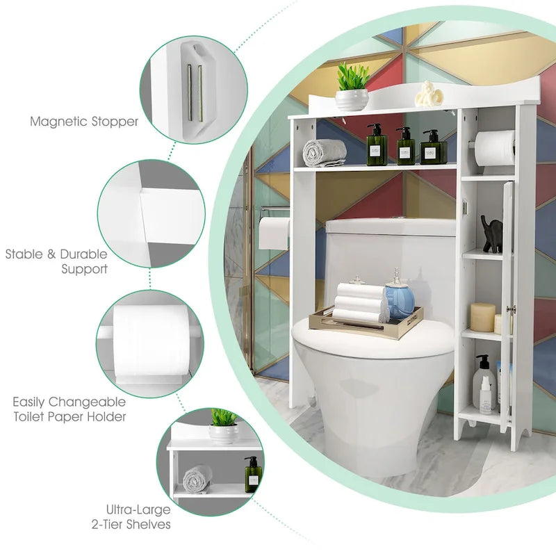 Bathroom Space Saver Toilet Storage Cabinet with Adjustable Shelves