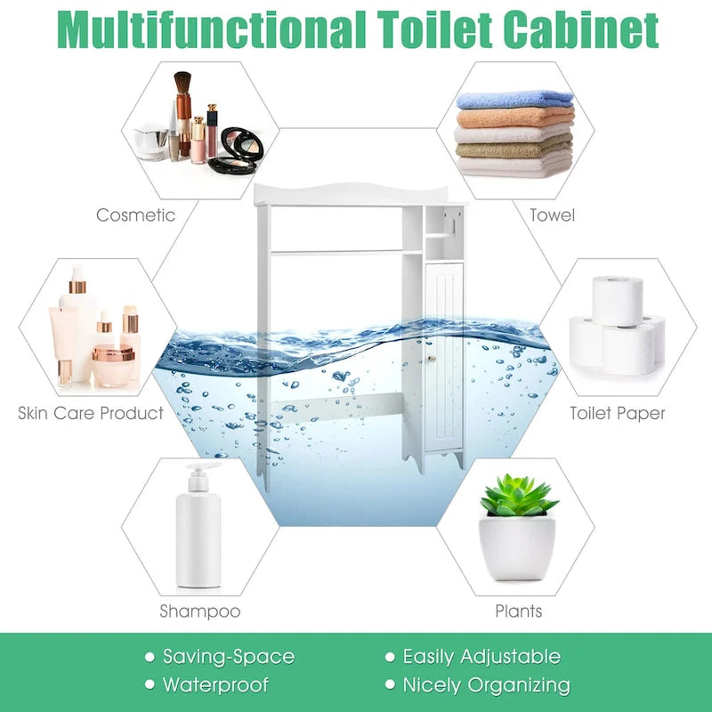 Bathroom Space Saver Toilet Storage Cabinet with Adjustable Shelves