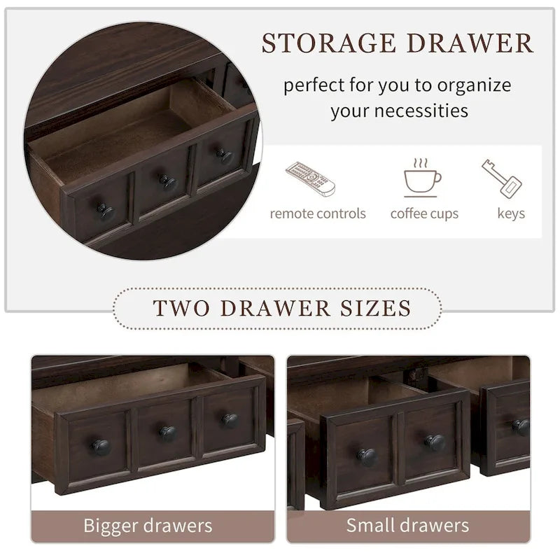 Merax 60 Long Console Table with Different Size Drawers and Bottom Shelf