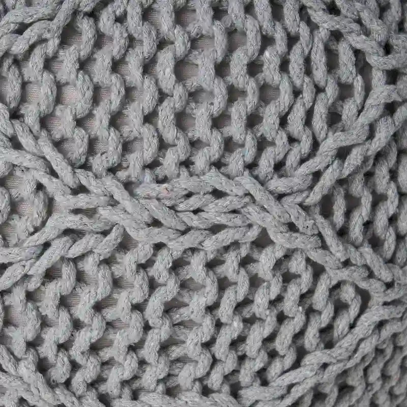 Morven Modern Knitted Cotton Round Pouf by Christopher Knight Home